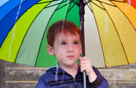 a little boy with red hairの写真素材