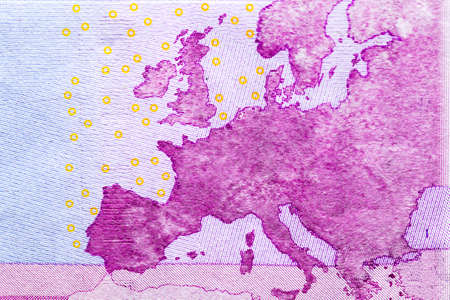 the back side is the reverse of European Euro cash, the denomination of the bill is five hundred eurosの写真素材