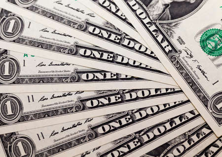 individual elements of genuine American money close-up, details of cash, one dollar on the obverse sideの写真素材