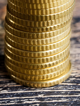 fifty authentic European cents closeup, money used in the European Union