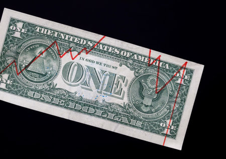 drawn on a single dollar chart of growth and fall, a close - up of the currency