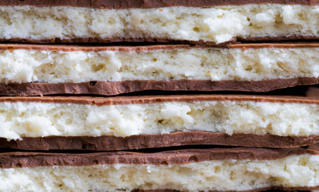 chocolate made from cocoa and milk powder, closeup of chocolate products made from cocoa and other...