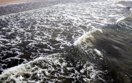 sea waves on the water surface of different sizes and shapes, closeup in nature, Baltic sea