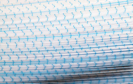 notebook pages with close-up lines, used for writing data, sheets bentの写真素材