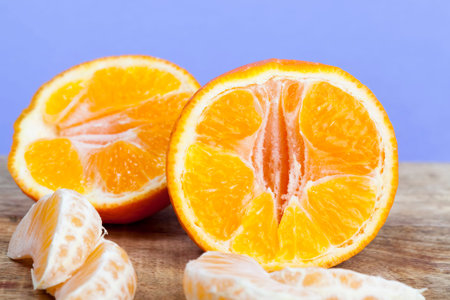 cut into pieces juicy and delicious orange tangerine, orange citrus fruit, sweet tangerine