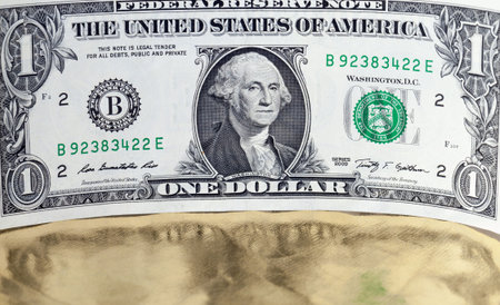 one American dollar paper money close-up, American currency freely convertible currency of the...