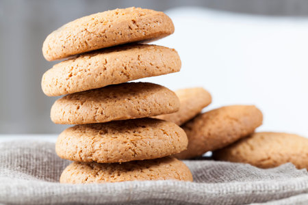 not sweet but dry and crunchy cookies with added sugar, hard cookies baked with oatmeal and wheat...