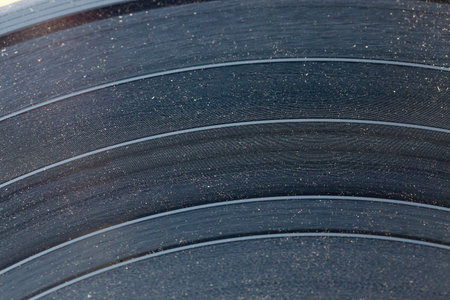 old dirty black gramophone records, have a lot of damage and dirt on the surface