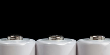 efficient batteries that can be repeatedly charged and discharged and are used in electrical items, batteries with electric cells, reusable cells white-colored power suppliesの写真素材