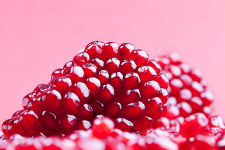 cooking desserts and meat using pomegranate juice, close-up of pomegranate seeds, fresh pomegranate...