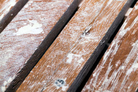 dirty wooden surface made of planks in building materials and mixtures after repairsの写真素材