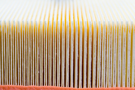 new clean car air purifier filter, closeup of paper light filterの写真素材