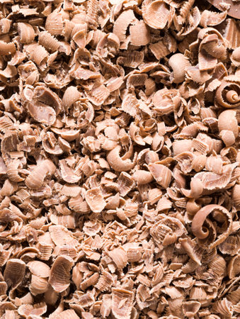 crumbs from delicious chocolate that are used in confectionery production, details and close-upの写真素材