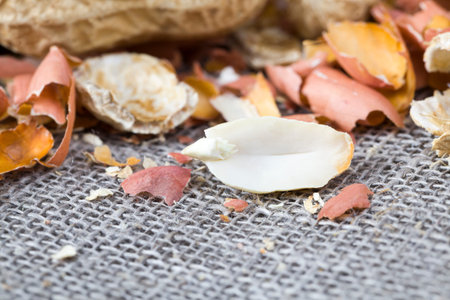 a large number of peeled nuts peanut during cooking, close-up of the plant is used in people's food