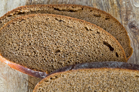 fresh soft flesh cut into pieces of dark bread from real flour