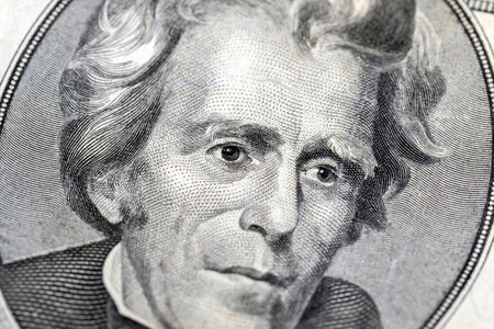 details of American twenty dollars in cash, a paper bill of 20 American dollarsの写真素材