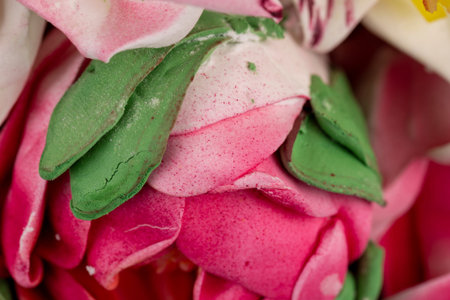 beautiful flowers made of marshmallows, decoration decorative flowers made of edible marshmallows