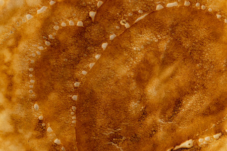 pancakes made from milk, hot pancakes made from milk with wheat flour of varying degrees of roasting, close upの写真素材