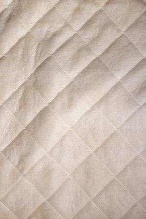 a fabric with artificial threads from an old used mattress, part of the fabric from which the...