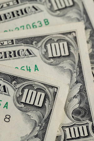 100 old US dollars closeup, money with a face value of one hundred American dollars