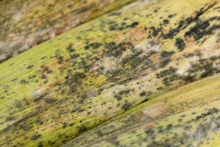 moldy corn cob closeup, spoiled corn due to improper long-term storage of food
