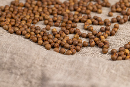 fried chickpeas are on the table with a tableclothの写真素材