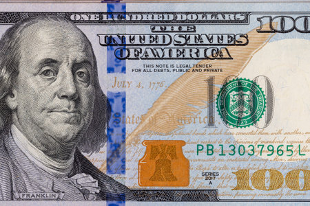 American one Hundred dollar cash Banknotes close up, authentic American money close up with bill...