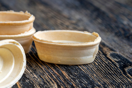 Waffle cups for making snacks and various dishes, waffle empty cups for other foodの写真素材