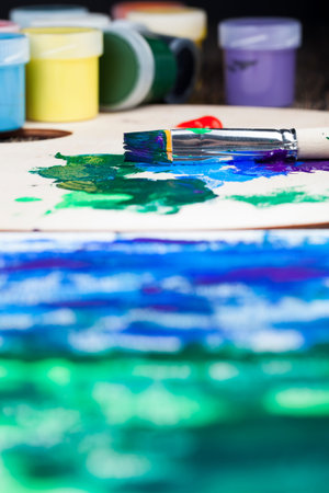 high-quality paints and tools for painting pictures, paints and art brushes for drawing,...
