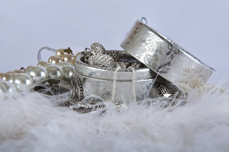 casket with pearl beads and silver ornaments