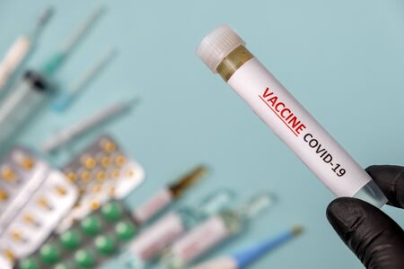 Covid-19 Vaccine. Concept of vaccination, treatment and medicine infectious.の写真素材