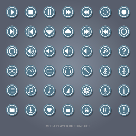 Set of flat media player buttonsのイラスト素材