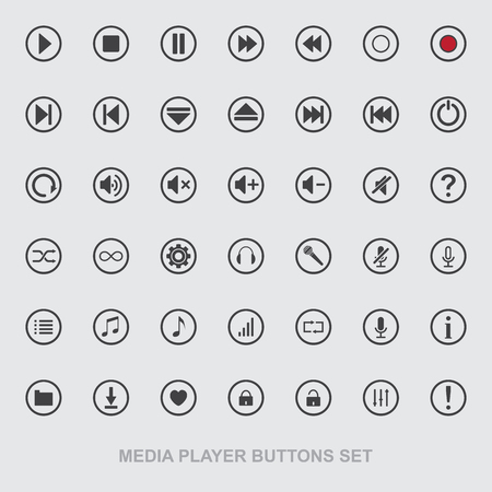 Vector media player icons set. Multimedia. Isolated.のイラスト素材