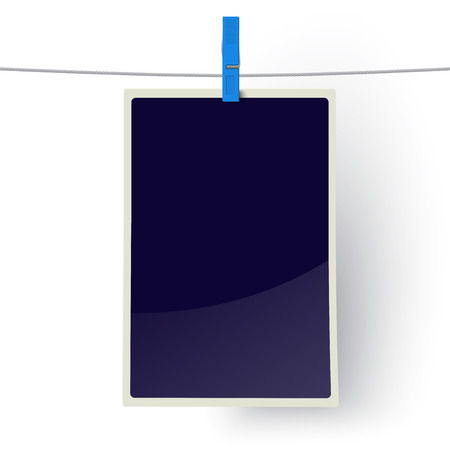Vector photo frame hanging on a lineのイラスト素材