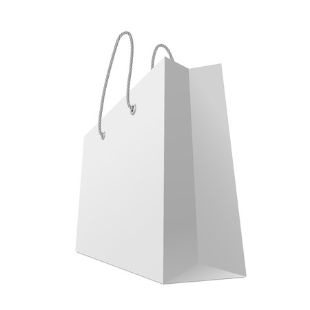 One classic white shopping bag isolated on white backgroundのイラスト素材