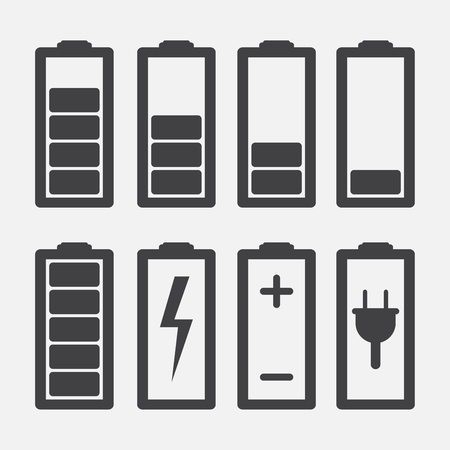Set of battery charge level indicators isolated on whiteのイラスト素材
