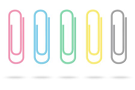 Set of colour paper clips isolated on white backgroundのイラスト素材