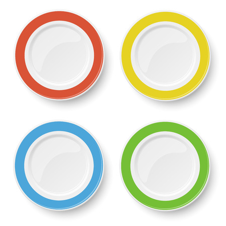 Set of color plates solated on white backgroundのイラスト素材