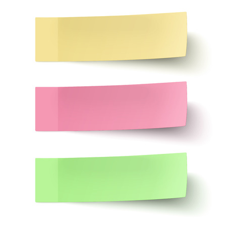 Yellow, red and green sticky notes isolated on white backgroundのイラスト素材