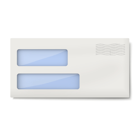 White blank DL envelope with two windows for addressee and return, sender's address isolatedのイラスト素材