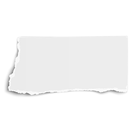 Vector oblong torn paper tear, scrap, with soft shadow isolated on white backgroundのイラスト素材