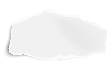 Ripped paper wisp with soft shadow isolated on white background. Vector template paper design.のイラスト素材