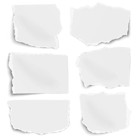 Paper tears of different shapes set isolated on white backgroundのイラスト素材
