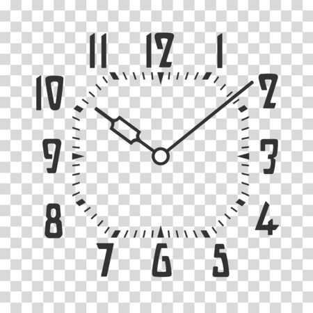 Clock face placed on transparent backdrop. Vector illustration.のイラスト素材