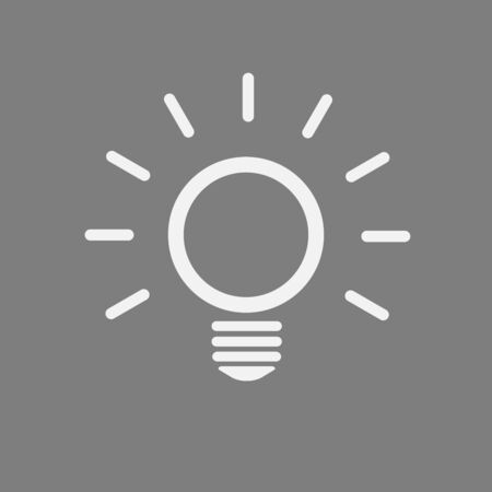 Light bulb icon. Line vector, isolated on gray background in flat style for graphic design. Idea sign, solution, thinking concept. Lighting electric lamp.の写真素材