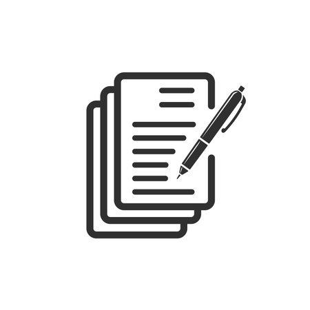 Flat icon of paper and pen with some text. Vector Illustration.のイラスト素材