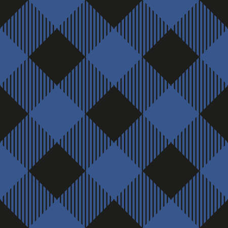 Lumberjack plaid seamless pattern. Vector illustration. Dark blue color. Textile template.のイラスト素材