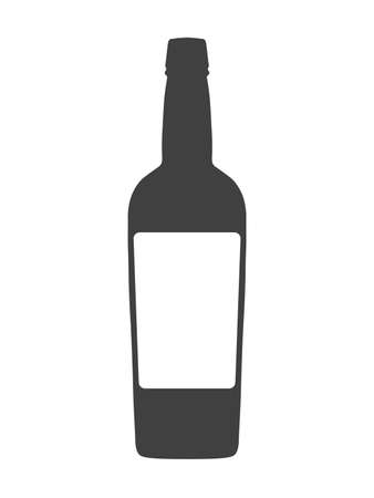 Vector vintage wine bottle with white label placed on white. Ready for place an ad.のイラスト素材