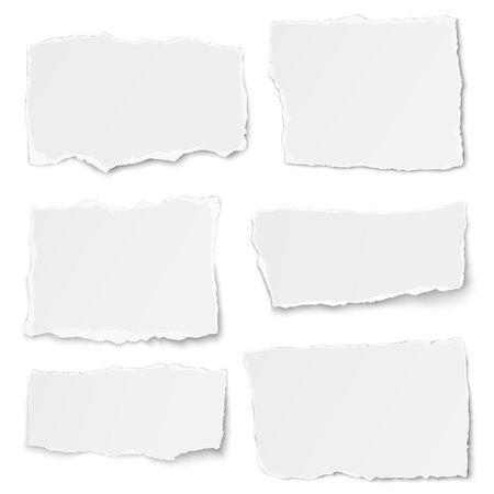 Set of paper different shapes tears placed on white backgroundのイラスト素材