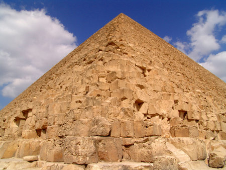 Egyptian pyramid. A look from below up on a pyramid.